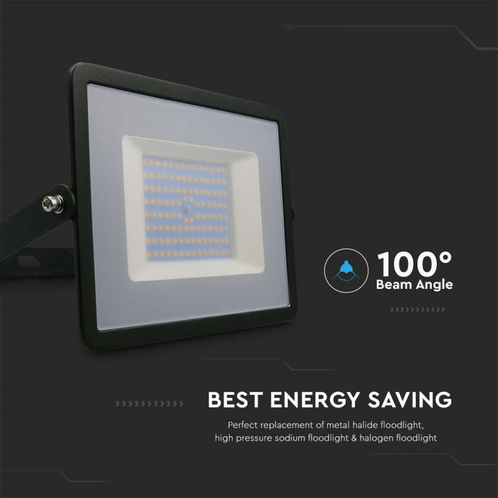 Faro Led Flood Light 100W 8700lm IP65 Slim 261X217X32mm Carcassa Nera Luce 4000K SKU-215965