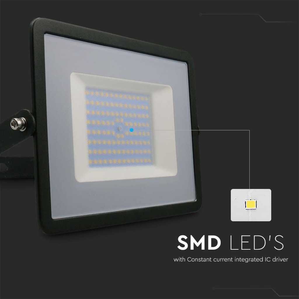 Faro Led Flood Light 100W 8700lm IP65 Slim 261X217X32mm Carcassa Nera Luce 4000K SKU-215965