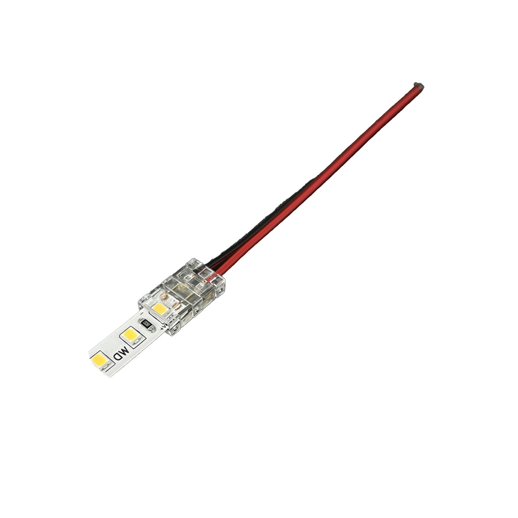 10 Pezzi Connettore Trasparente Invisibile 8mm 2 PIN Per Chiudere 2 Striscie Led Smd COB con Passo da 8mm Senza Saldare