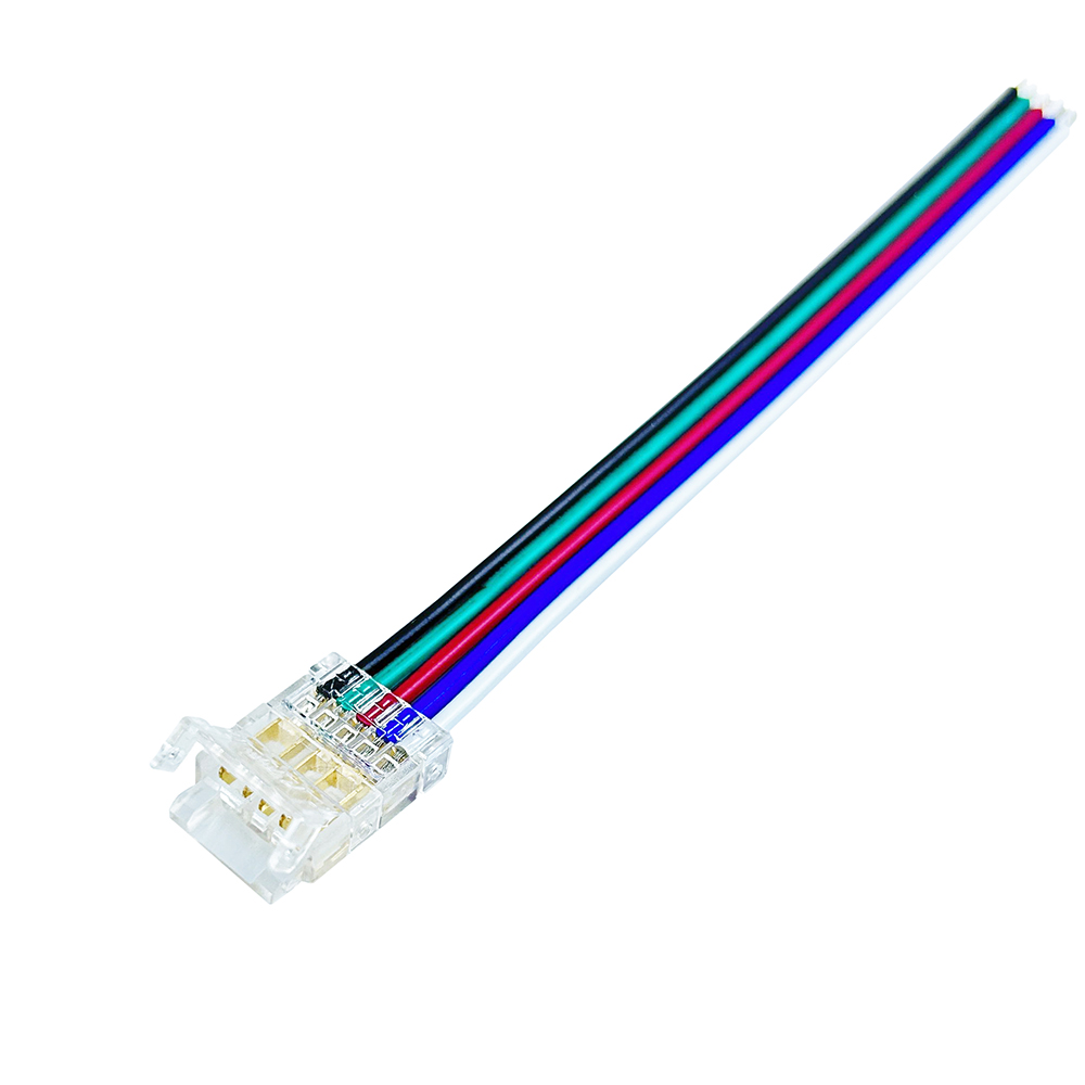 10 Pezzi Connettore Trasparente Invisibile 10mm RGB 4 PIN Per Chiudere 2 Striscie Led Smd COB RGB con Passo da 10mm Senza Saldare