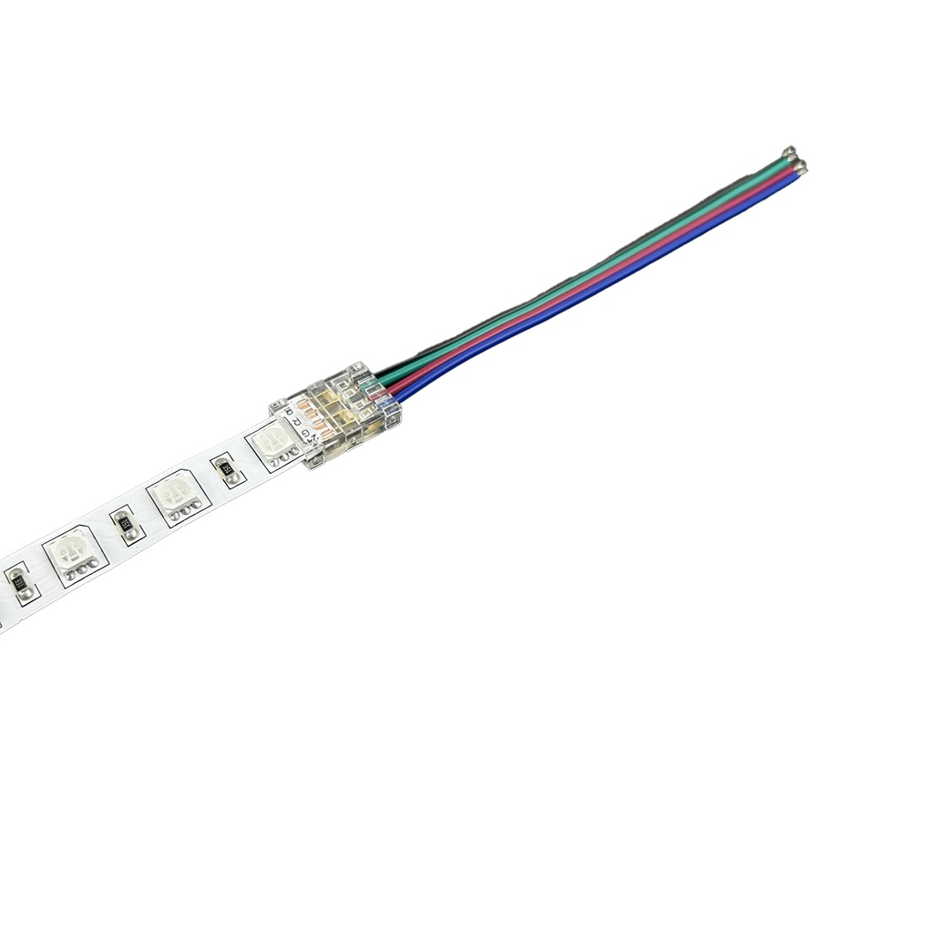 10 Pezzi Connettore Trasparente Invisibile 10mm RGB 4 PIN Per Collegare 2 Striscie Led Smd COB RGB con Passo da 10mm Senza Saldare