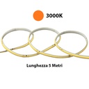 24V Striscia Led COB IP65 11W/M Bianco Caldo 3000K Da 5 Metri 480LED/M 743LM/M CRI≥90 W8*H4.5mm 180° 