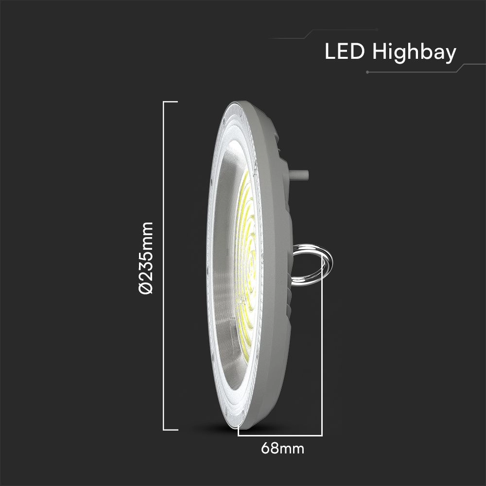 Campana Industriale LED SMD 100W UFO Colore Grigio 90° Interruttore CCT 3000K-6500K IP65 SKU-23622