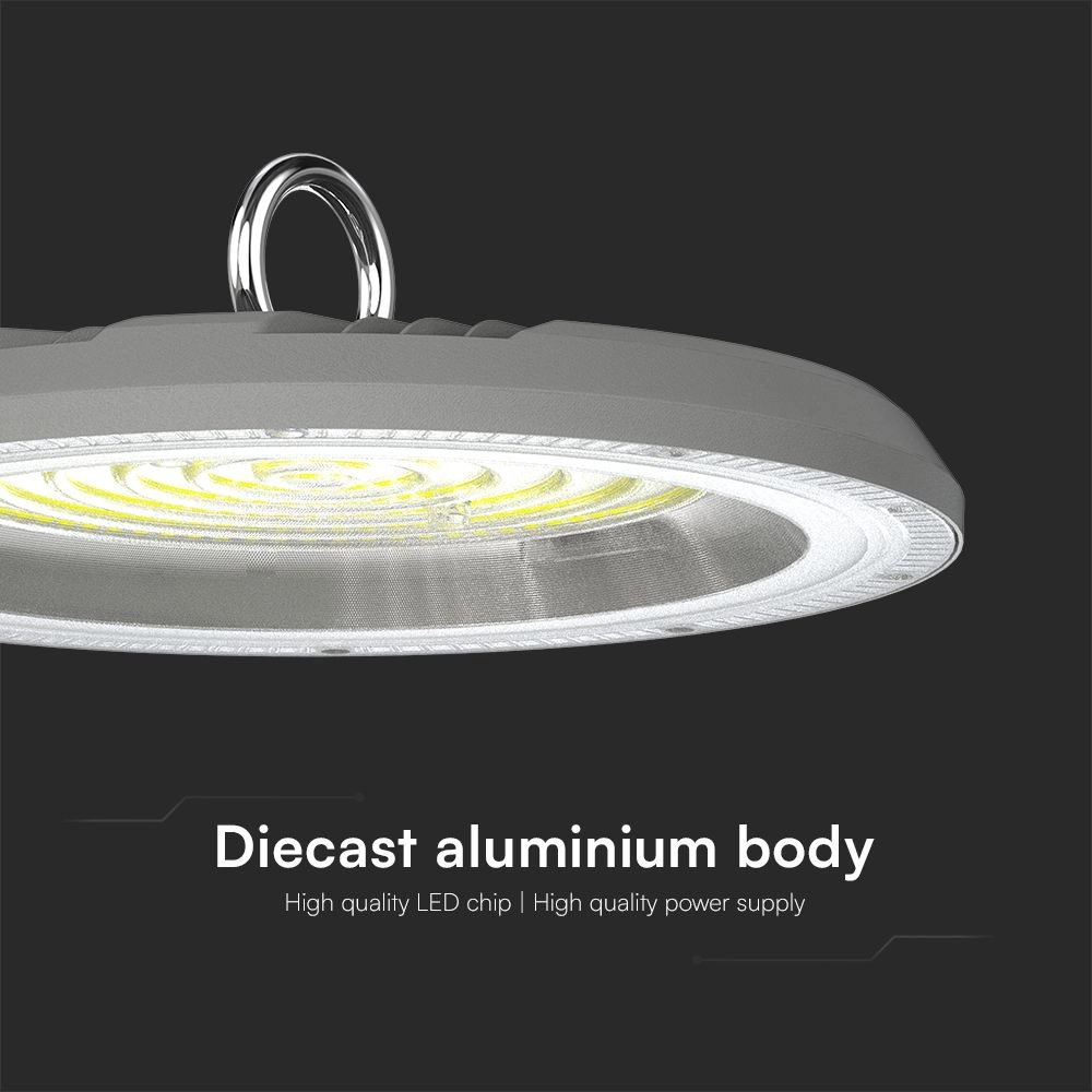 Campana Industriale LED SMD 100W UFO Colore Grigio 90° Interruttore CCT 3000K-6500K IP65 SKU-23622