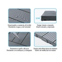 10 Pezzi Piastrelle Plastica da Giardino, 30X30X2cm, Pavimento Esterno In WPC, Colore Marrone Scuro, Totale 0.9 m²