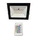 Faro Led Flood Slim RGB Con Telecomando 30W 1300 Lumen RGB  AC 220V 50Hz Nero IP65