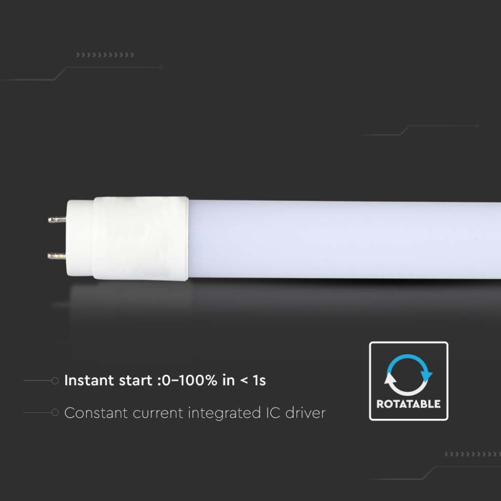 V-TAC Tubo LED T8 20W G13 150cm in Nanoplastica Non Rotabile 3000K SKU 216265  