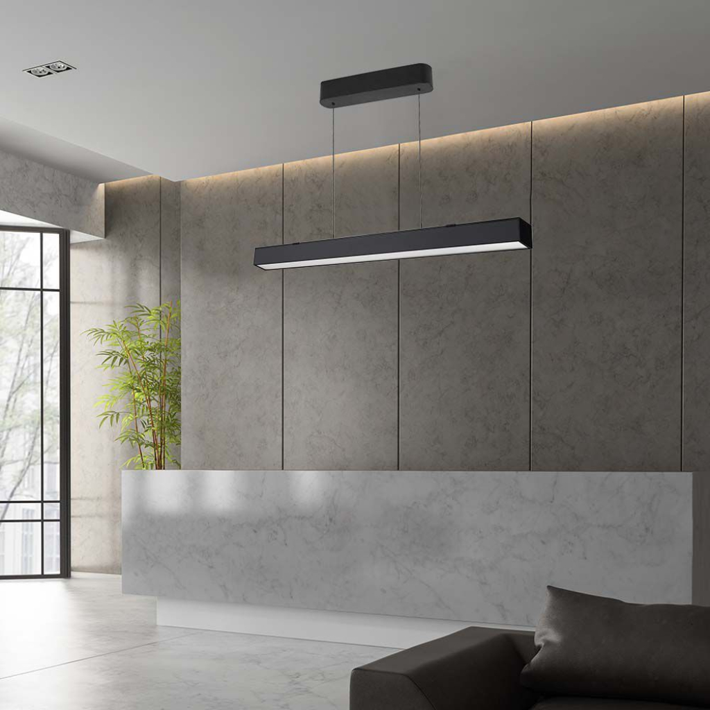 PRO Plafoniera LED Chip Samsung a Sospensione 40W Lineare Colore Nero 120cm 3in1 Colore della Luce SKU 10468