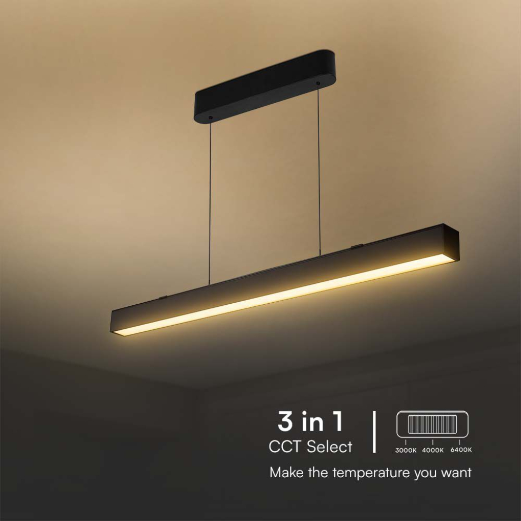 PRO Plafoniera LED Chip Samsung a Sospensione 40W Lineare Colore Nero 120cm 3in1 Colore della Luce SKU 10468