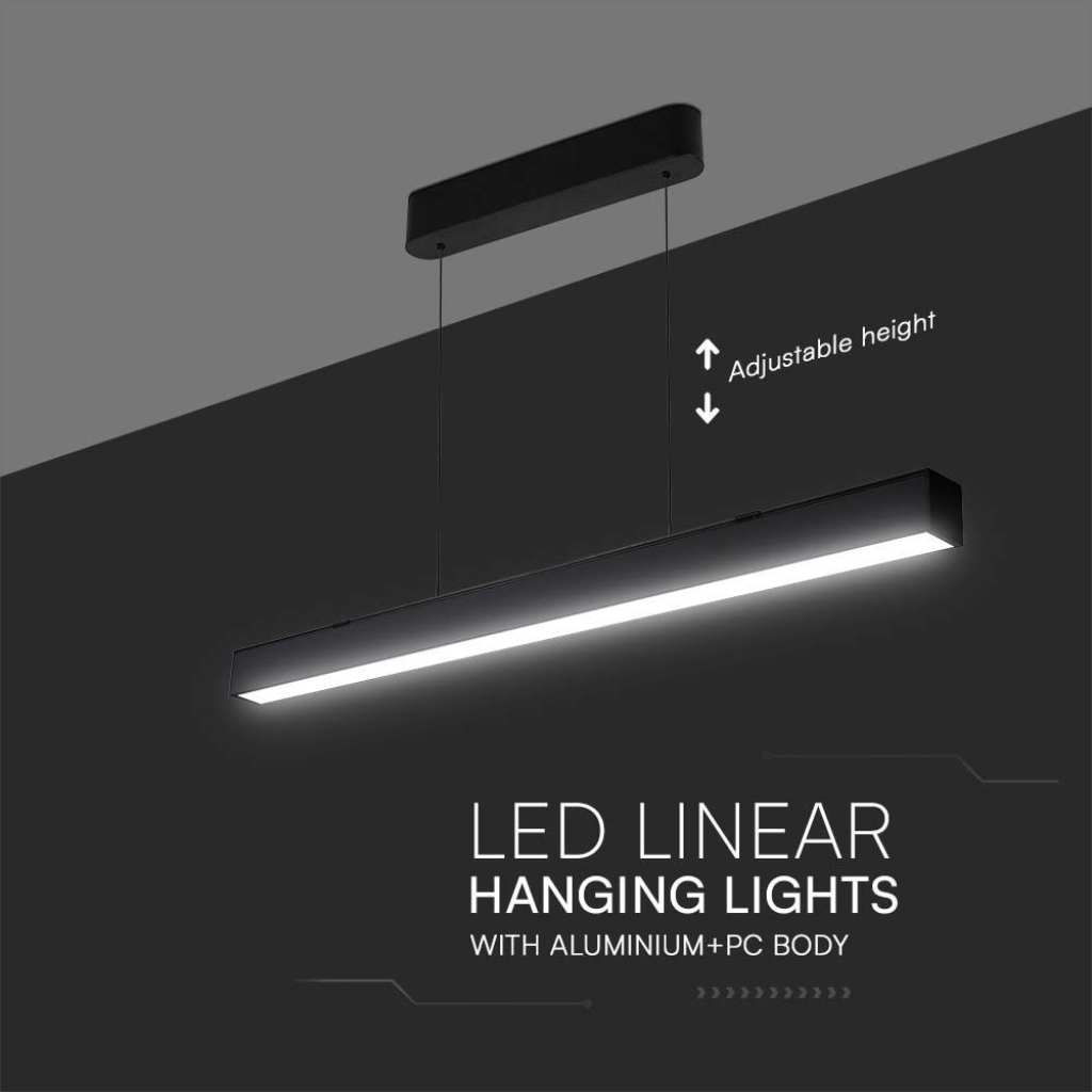 PRO Plafoniera LED Chip Samsung a Sospensione 40W Lineare Colore Nero 120cm 3in1 Colore della Luce SKU 10468