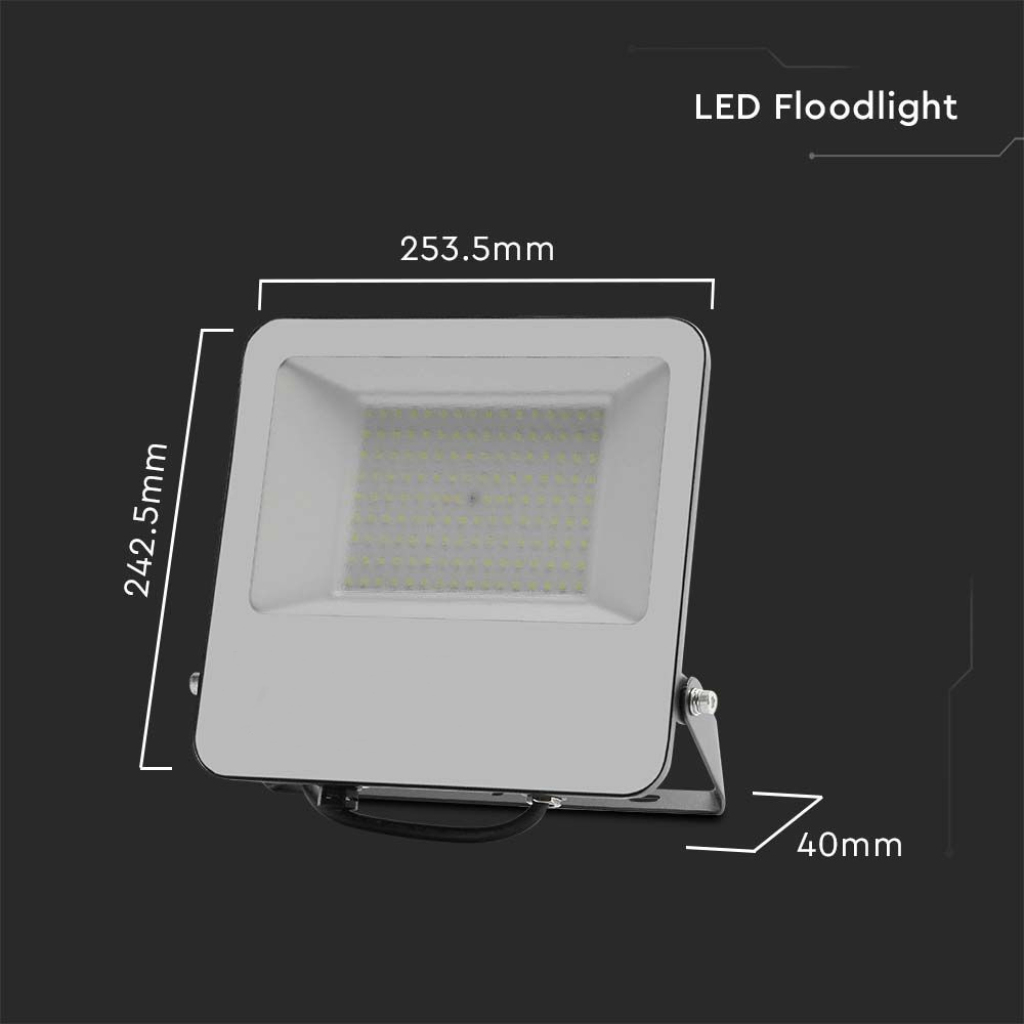 V-TAC PRO Faro LED 100W 185LM/W Colore Nero 4000K IP65 SKU 9894
