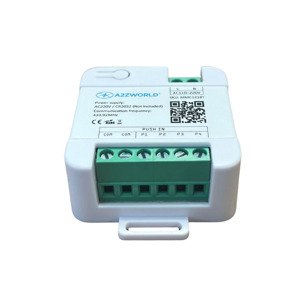 A2ZWORLD Trasmettitore RF 433MHz, per LED Dimmer Con Pulsante, Compatibile con Pile CR2032 e AC220V, Controllo Wireless, IP20