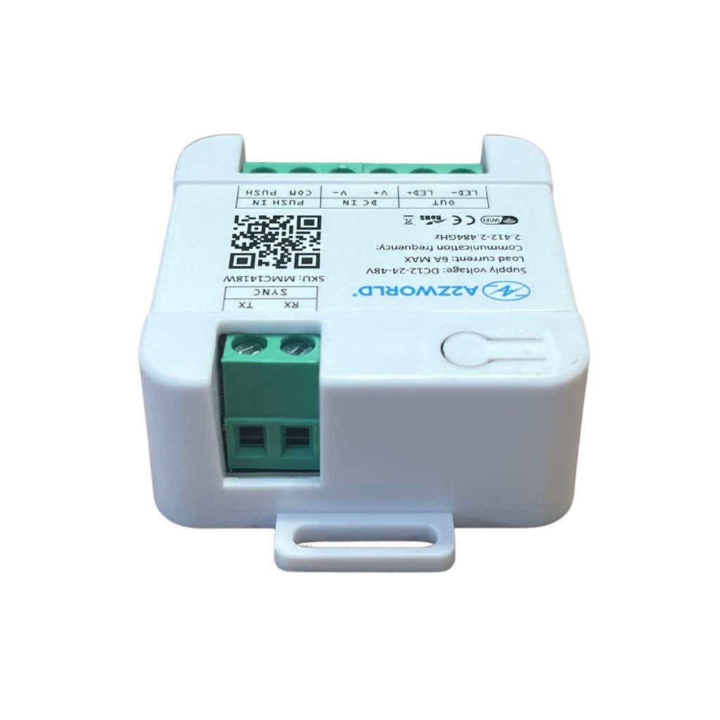 A2ZWORLD LED Dimmer WiFi 2.4G + Pulsante, Compatibile TUYA e Smart Life, 12V 24V 48V 6A, Controllo Smart, IP20