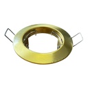 Porta Faretto Led Colore Oro Satinato Rotondo, Foro 60mm, 76X32mm, Per Led GU10 MR16, Modello Fisso Con Molla