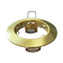 Porta Faretto Led Colore Oro Satinato Rotondo, Foro 60mm, 76X32mm, Per Led GU10 MR16, Modello Fisso Con Molla