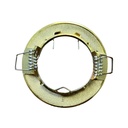 Porta Faretto Led Colore Oro Satinato Rotondo, Foro 60mm, 76X32mm, Per Led GU10 MR16, Modello Fisso Con Molla