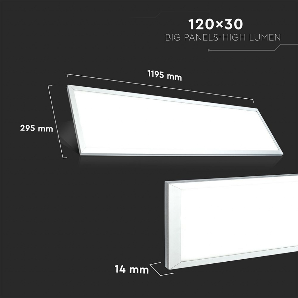 Pannello LED 29W 120LM/W da Incasso, Driver Incluso, 1200x300mm, 3960lm, Colore Bianco 4000K SKU-216257
