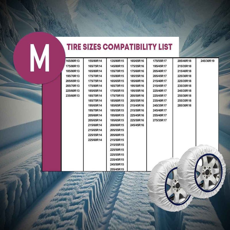 Calze Da Neve per Auto Omologate EN 16662-1 Modello Bianco Standard Misura M