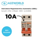 MCB Interruttore Magnetotermico Automatico Curva B 2P 2M 6000A B10A AC 400V IP20 SB6L