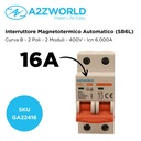 MCB Interruttore Magnetotermico Automatico Curva B 2P 2M 6000A B16A AC 400V IP20 IEC60898-1 SB6L