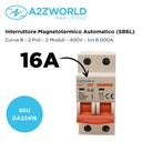 MCB Interruttore Magnetotermico Automatico Curva B 2P 2M 6000A B16A AC 400V IP20 SB6L