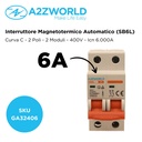 MCB Interruttore Magnetotermico Automatico Curva C 2P 2M 6000A C6A AC 400V IP20 IEC60898-1 SB6L