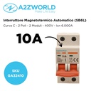 MCB Interruttore Magnetotermico Automatico Curva C 2P 2M 6000A C10A AC 400V IP20 SB6L