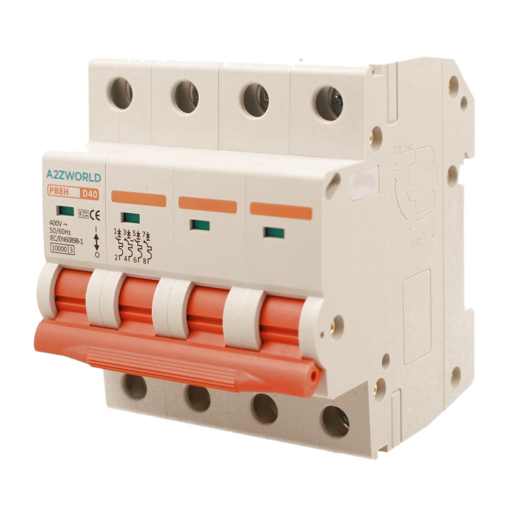 MCB Interruttore Magnetotermico Automatico Curva D 4P 4M 10000A D40A AC 400V IP20 PB8H