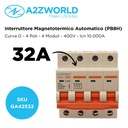 MCB Interruttore Magnetotermico Automatico Curva D 4P 4M 10000A D32A AC 400V IP20 IEC60898-1 PB8H