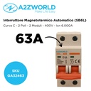 MCB Interruttore Magnetotermico Automatico Curva C 2P 2M 6000A C63A AC 400V IP20 IEC60898-1 SB6L