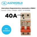 MCB Interruttore Magnetotermico Automatico Curva D 2P 2M 10000A D40A AC 400V IP20 IEC60898-1 PB8H