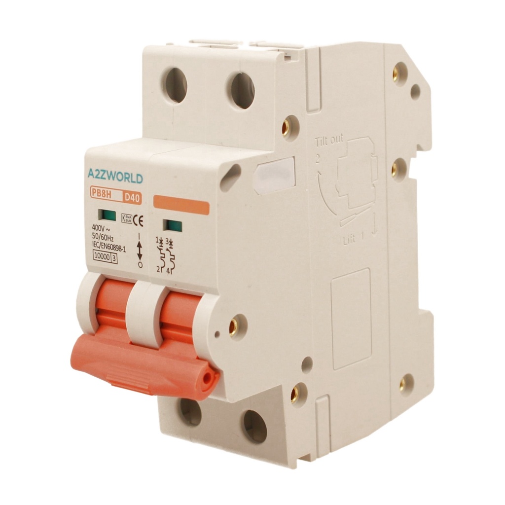 MCB Interruttore Magnetotermico Automatico Curva D 2P 2M 10000A D40A AC 400V IP20 PB8H