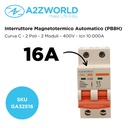 MCB Interruttore Magnetotermico Automatico Curva C 2P 2M 10000A C16A AC 400V IP20 PB8H