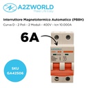 MCB Interruttore Magnetotermico Automatico Curva D 2P 2M 10000A D6A AC 400V IP20 PB8H