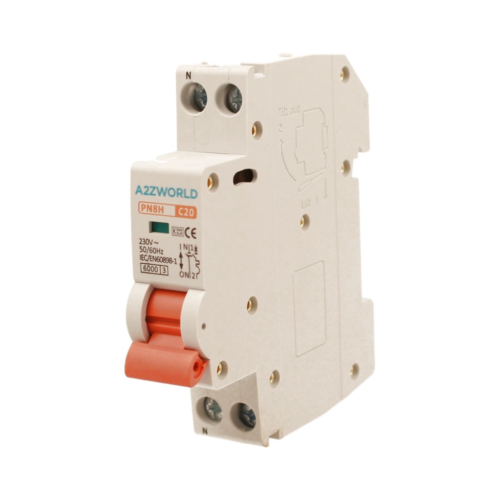 MCB Interruttore Magnetotermico Automatico Curva C 1P+N 1M 6000A C20A AC 230V IP20 PN8H