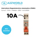 MCB Interruttore Magnetotermico Automatico Curva C 1P+N 1M 6000A C10A AC 230V IP20 PN8H