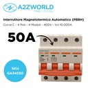 MCB Interruttore Magnetotermico Trifase 380V 50A Curva C 4P 4M 10000A C50A AC 400V IP20 PB8H