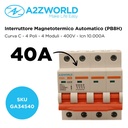 MCB Interruttore Magnetotermico Automatico Curva C 4P 4M 10000A C40A AC 400V IP20 IEC60898-1 PB8H