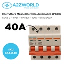MCB Interruttore Magnetotermico Trifase 380V 40A Curva C 4P 4M 10000A C40A AC 400V IP20 PB8H