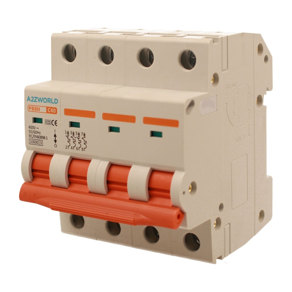 MCB Interruttore Magnetotermico Automatico Curva C 4P 4M 10000A C40A AC 400V IP20 IEC60898-1 PB8H