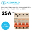 MCB Interruttore Magnetotermico Automatico Curva C 4P 4M 10000A C25A AC 400V IP20 IEC60898-1 PB8H