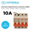 MCB Interruttore Magnetotermico Automatico Curva C 4P 4M 10000A C10A AC 400V IP20 IEC60898-1 PB8H