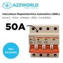 MCB Interruttore Magnetotermico Automatico Curva C 4P 4M 6000A C50A AC 400V IP20 IEC60898-1 SB6L