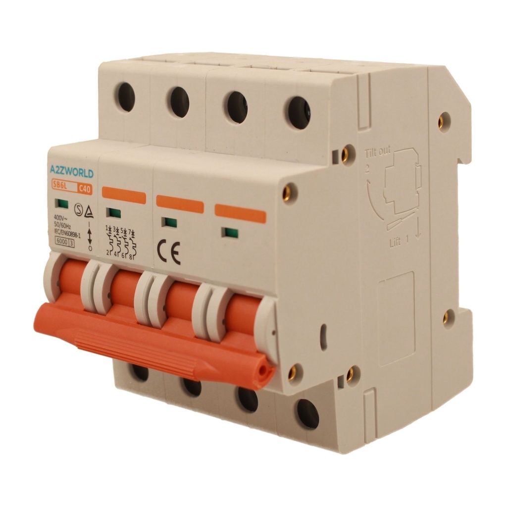 MCB Interruttore Magnetotermico Automatico Curva C 4P 4M 6000A C40A AC 400V IP20 IEC60898-1 SB6L