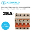 MCB Interruttore Magnetotermico Automatico Curva C 4P 4M 6000A C25A AC 400V IP20 IEC60898-1 SB6L