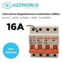 MCB Interruttore Magnetotermico Trifase 380V 16A Curva C 4P 4M 6000A C16A AC 400V IP20 SB6L