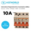 MCB Interruttore Magnetotermico Automatico Curva C 4P 4M 6000A C10A AC 400V IP20 IEC60898-1 SB6L