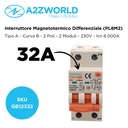 RCBO Interruttore Magnetotermico Differenziale Con Doppia Leva Tipo A Curva B 2P 2M 6000A 30mA, Diagnostica Visiva, B32A  AC 230V IP20 IEC61009-1 PL8M2