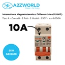 RCBO Interruttore Magnetotermico Differenziale Con Doppia Leva Tipo A Curva B 2P 2M 6000A 300mA, Diagnostica Visiva, B10A  AC 230V IP20 IEC61009-1 PL8M2