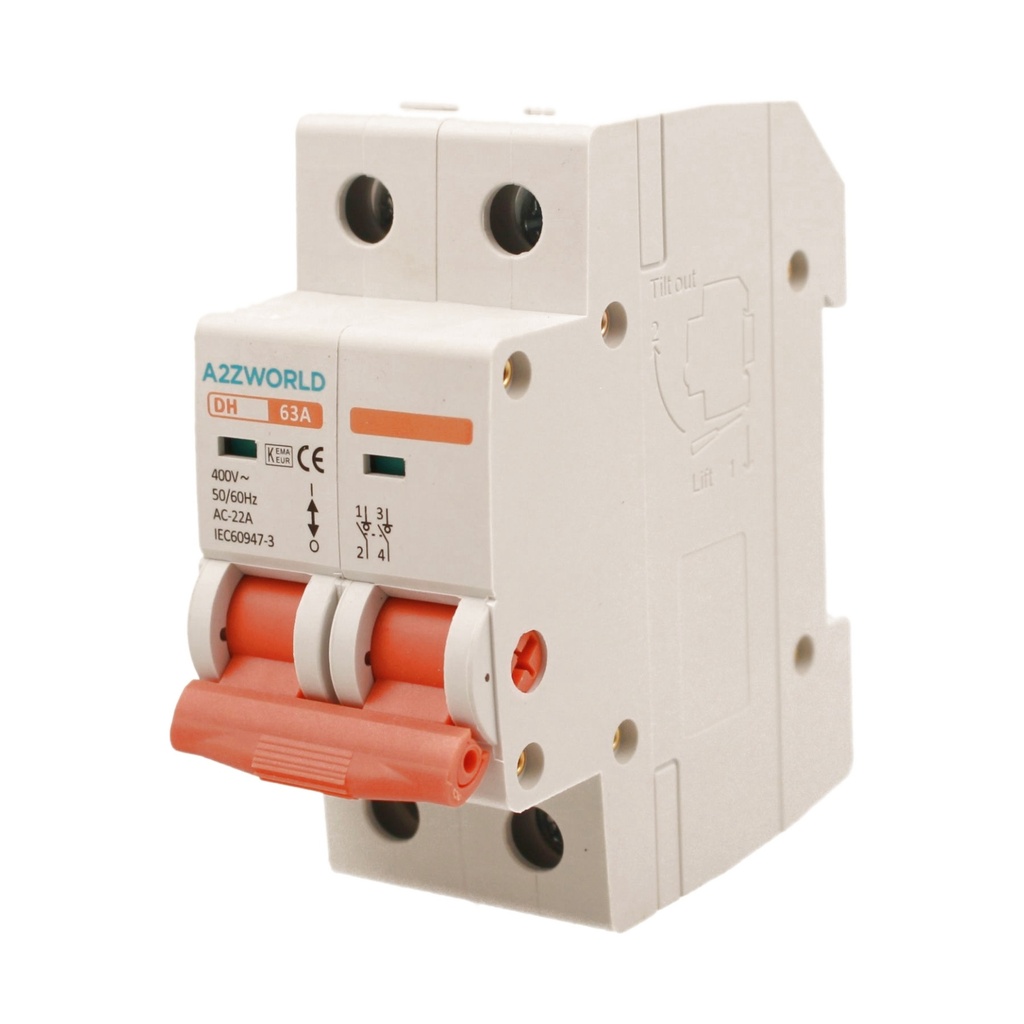 Interruttore Sezionatore Modulare 2P 2M 63A AC 400V IP20 IEC60947-3 DH